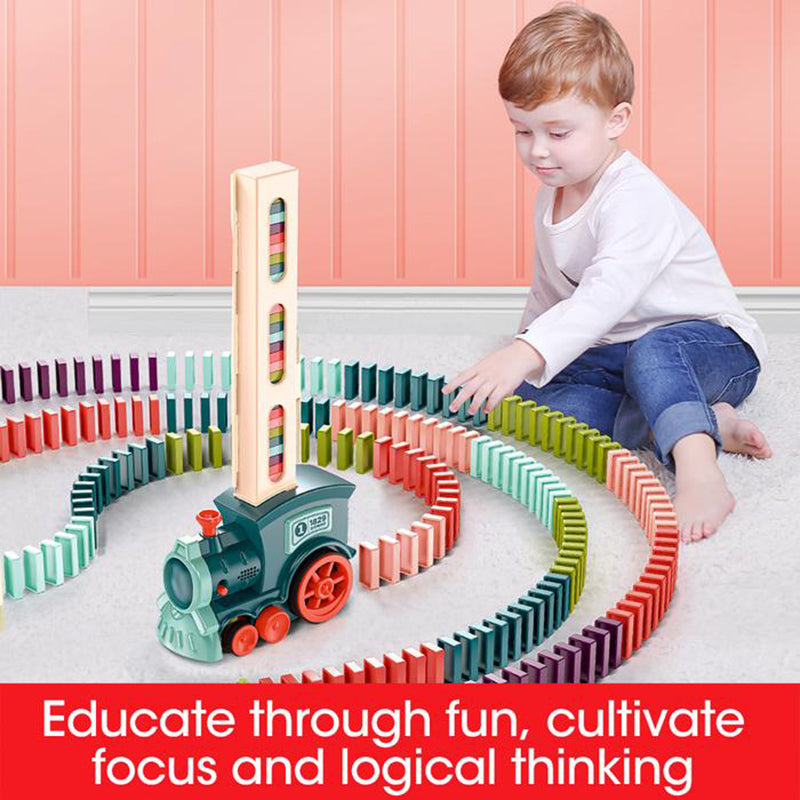Domino Train Toy with Automatic Block Dropping Fun